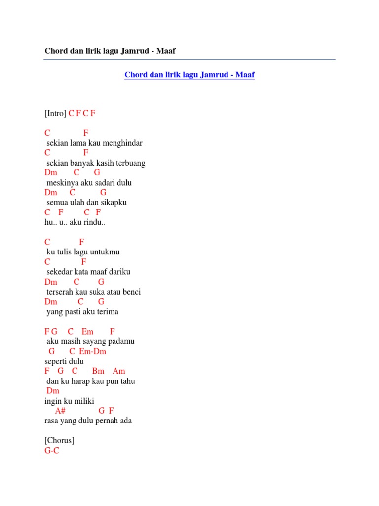 Chord Dan Lirik Lagu Jamrud Maaf Pdf