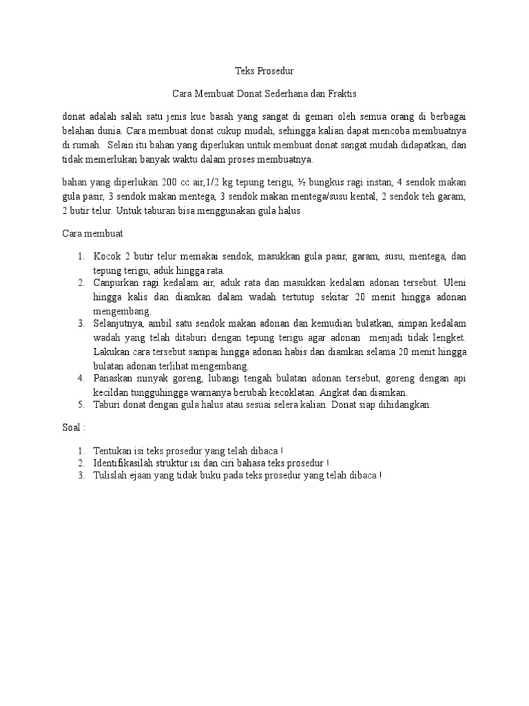 Contoh Teks Prosedur Membuat Kue Contoh Resource