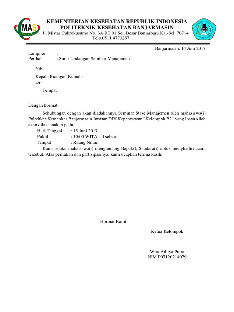 Surat Undangan Seminar Managemen