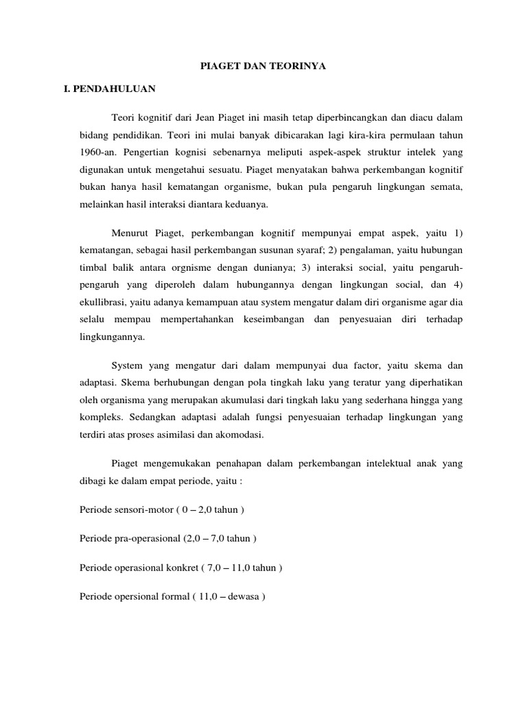 Piaget Dan Teorinya PDF Sains & Matematika