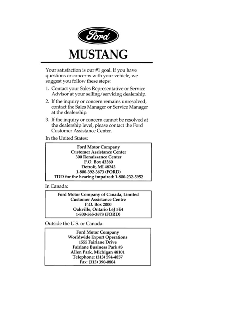 1995 FORD MUSTANG OWNERS MANUAL PDF intelligence overview