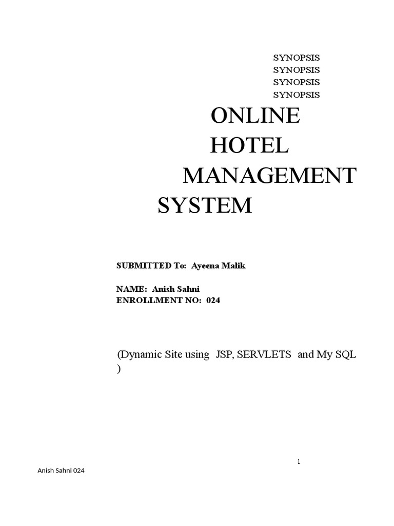 Online Hotel Management System Project | PDF | Object (Computer Science ...