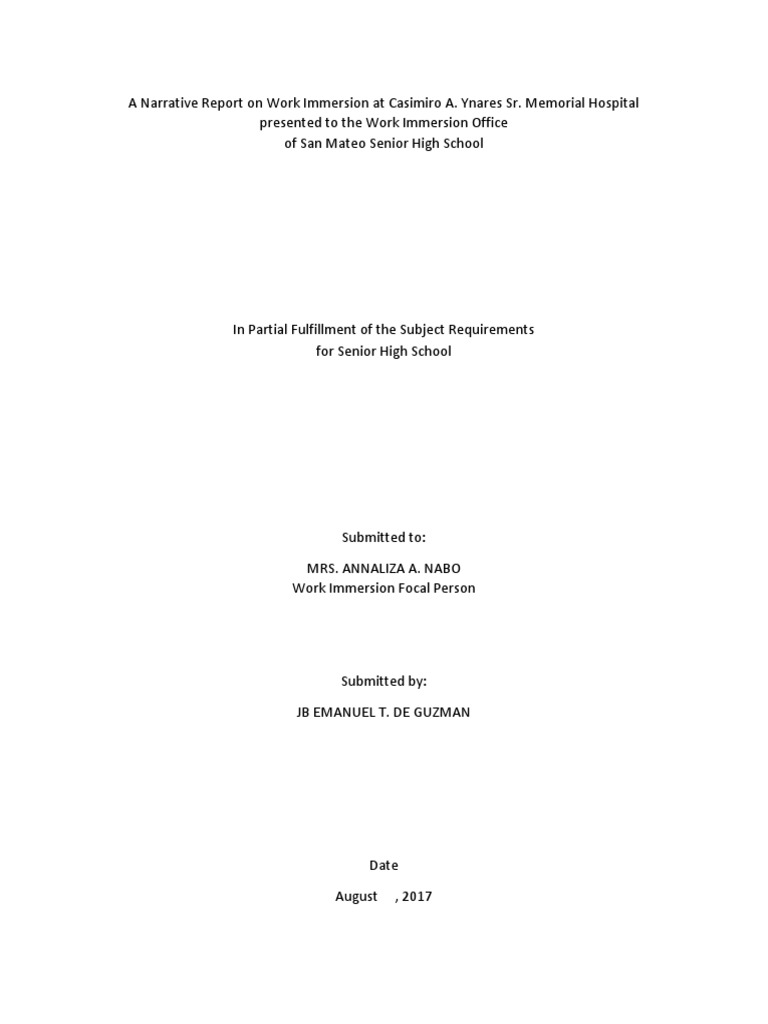 Sample narrative report for community immersion image