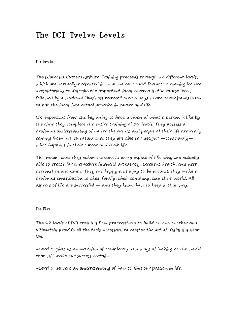 The DCI Twelve Levels | PDF | Meditation | Yoga