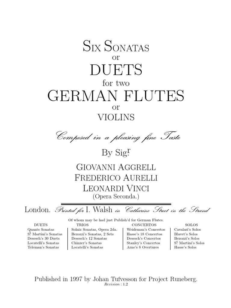 S S Duets German Flutes Composed in A Pleasing Ne Taste PDF