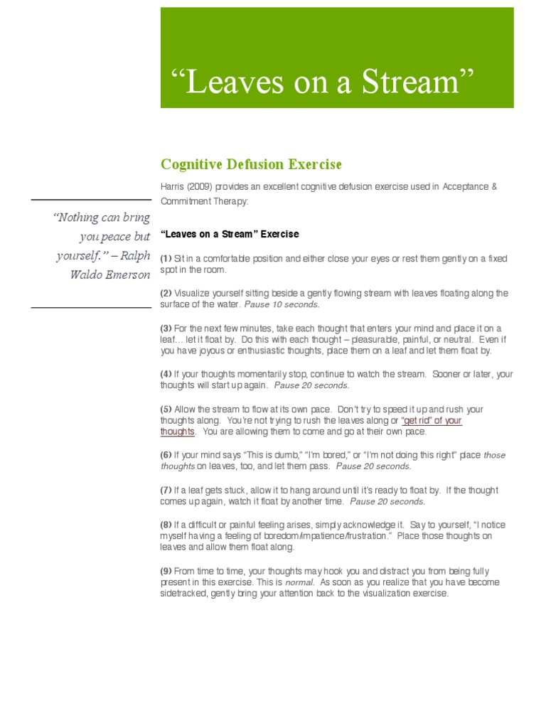 Cognitive Defusion Exercise 1