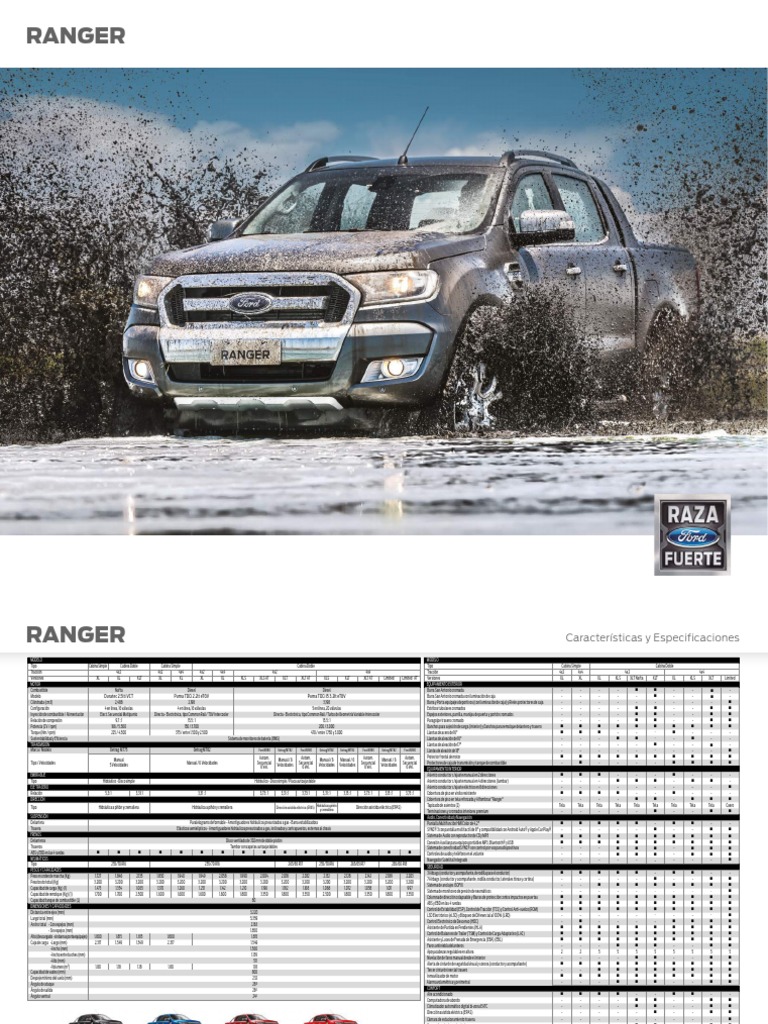 Ficha Técnica Ford Ranger 2018 Tracción en las cuatro ruedas Partes de vehículo
