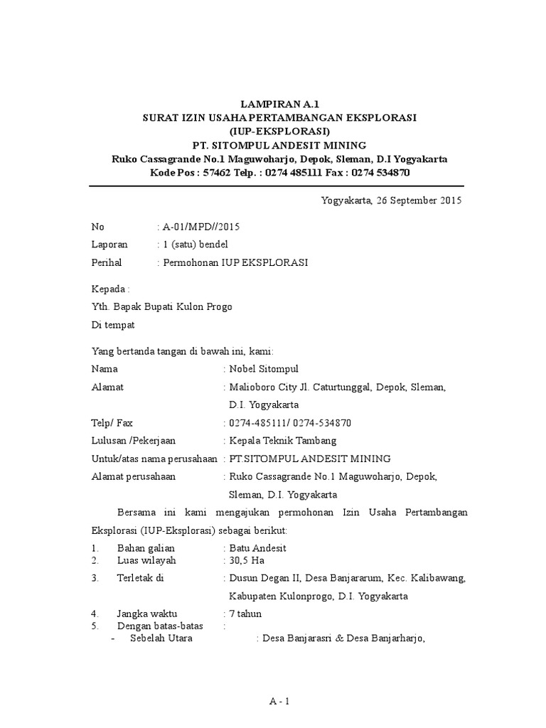 Contoh Surat Izin Galian C Tuts Fine