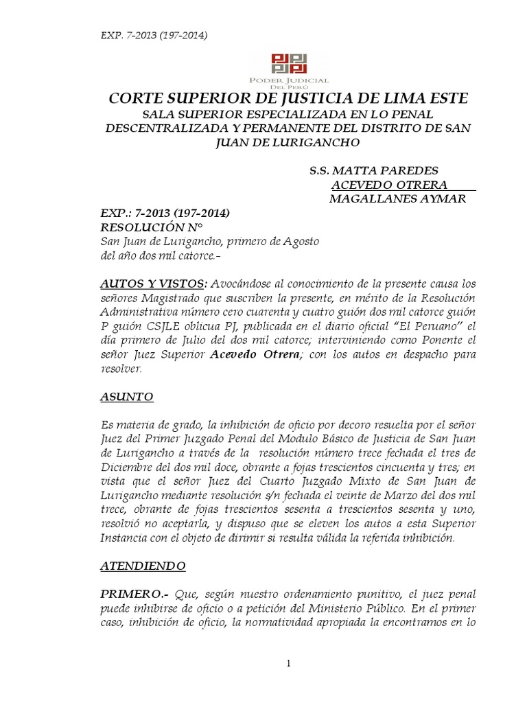 INHIBICION | PDF | Juez | Derecho penal