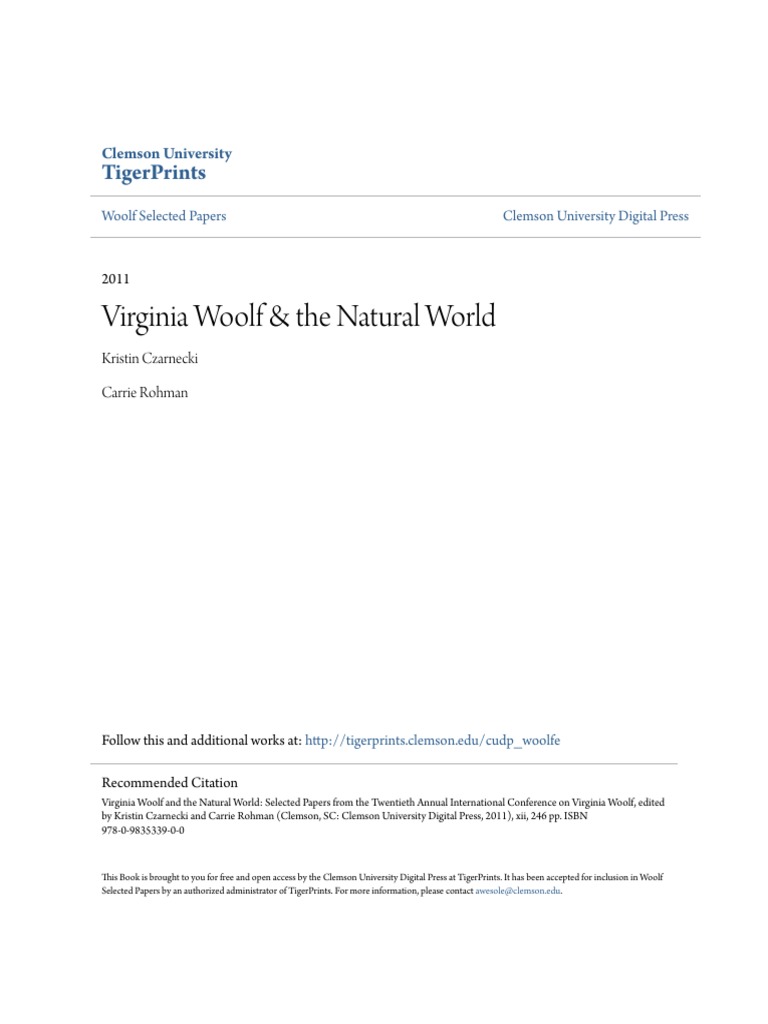 Virginia Woolf The Natural World Book Ecofeminism Virginia Woolf