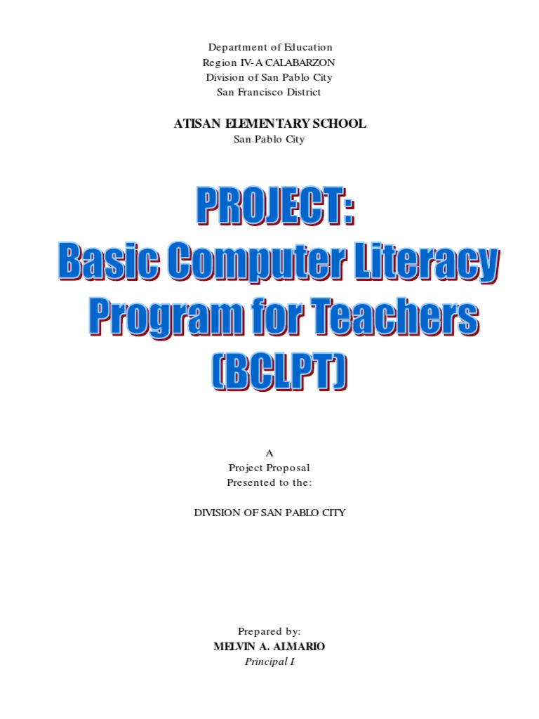 Project Proposal Computer Literacy Program PDF | PDF | Educational ...