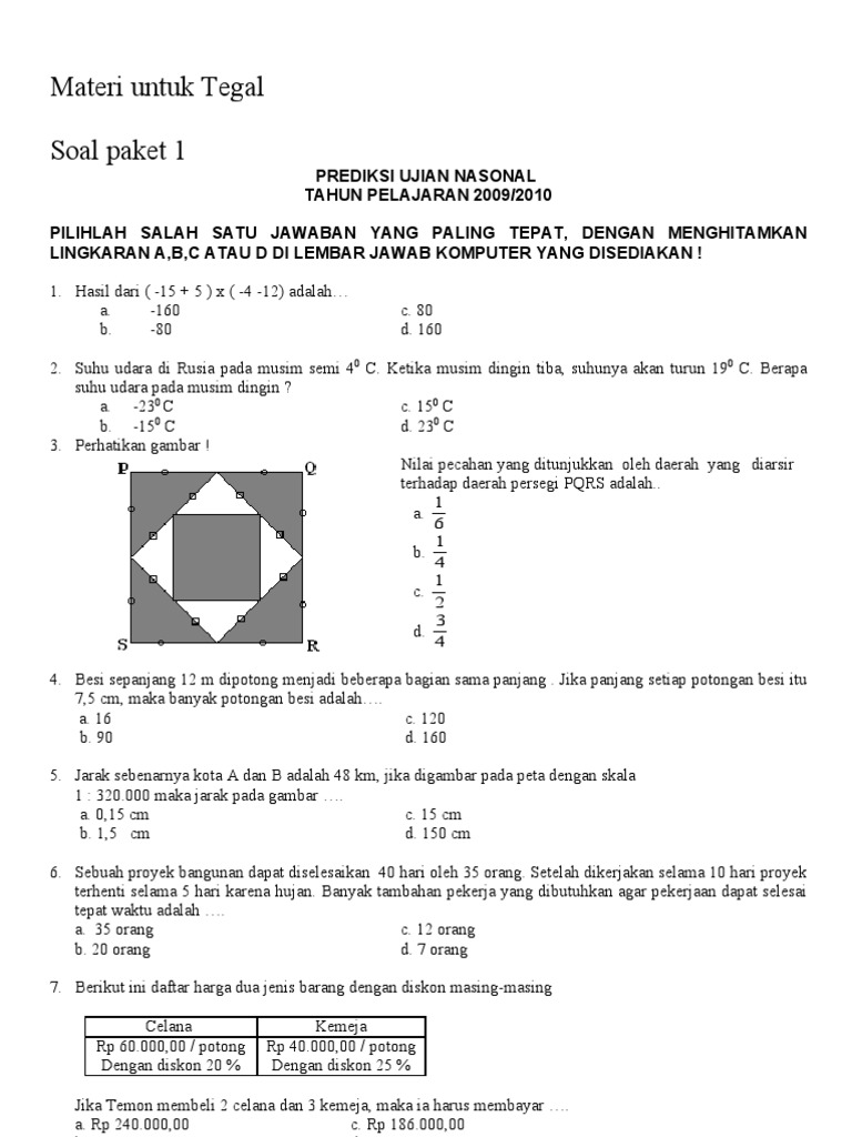 Prediksi 10 Paket Soal Matematika Prediksi 10 Paket Soal Matematika