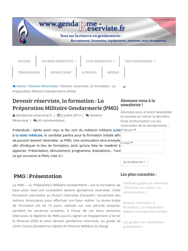 Devenir Réserviste _ La Préparation Militaire Gendarmerie (PMG) _ Www.gendarmereserviste