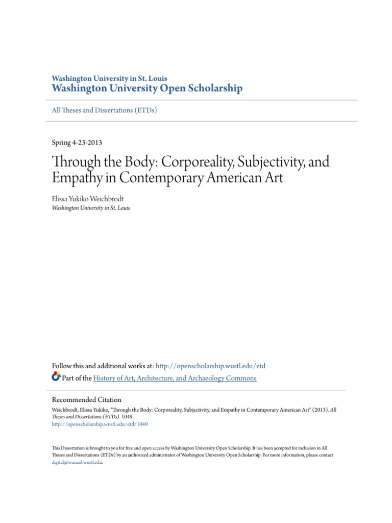 Through The Body - Corporeality Subjectivity and Empathy in Cont