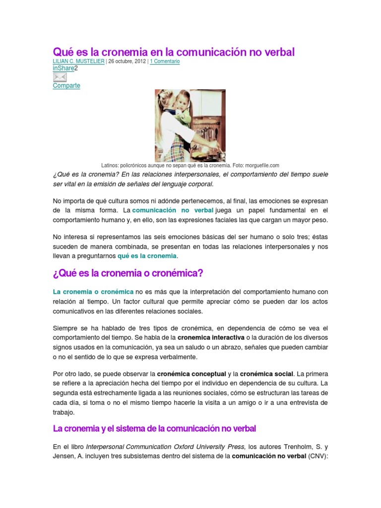 Cronemía en la Comunicación No Verbal | PDF | Comunicación no verbal ...