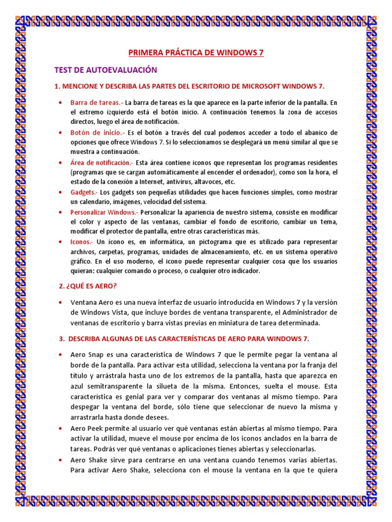Practica de Windows 7 | PDF | Archivo de computadora | Ventana ...