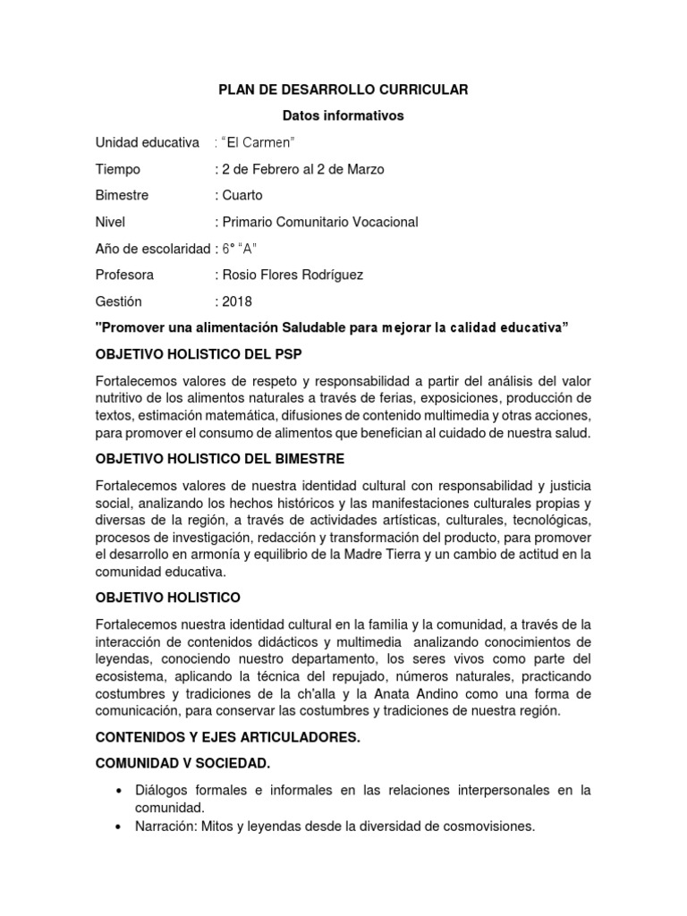 Plan de Desarrollo Curricular | PDF | Comunicación | Science