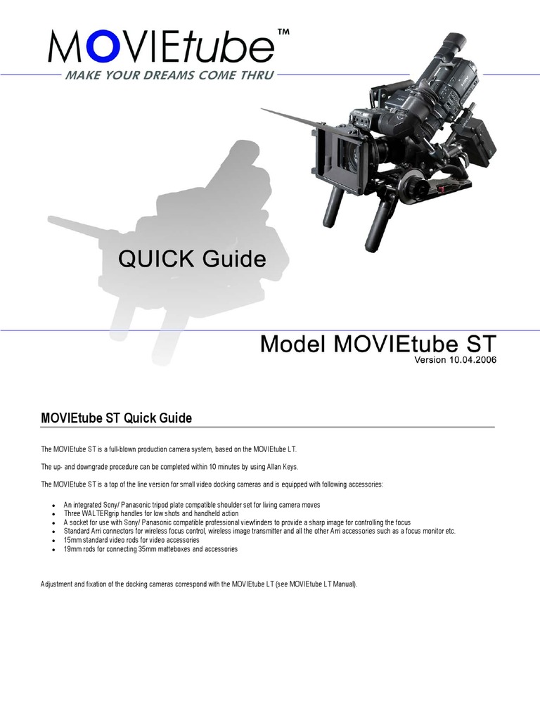 Movietube St Quick Guide Camera Camera Lens