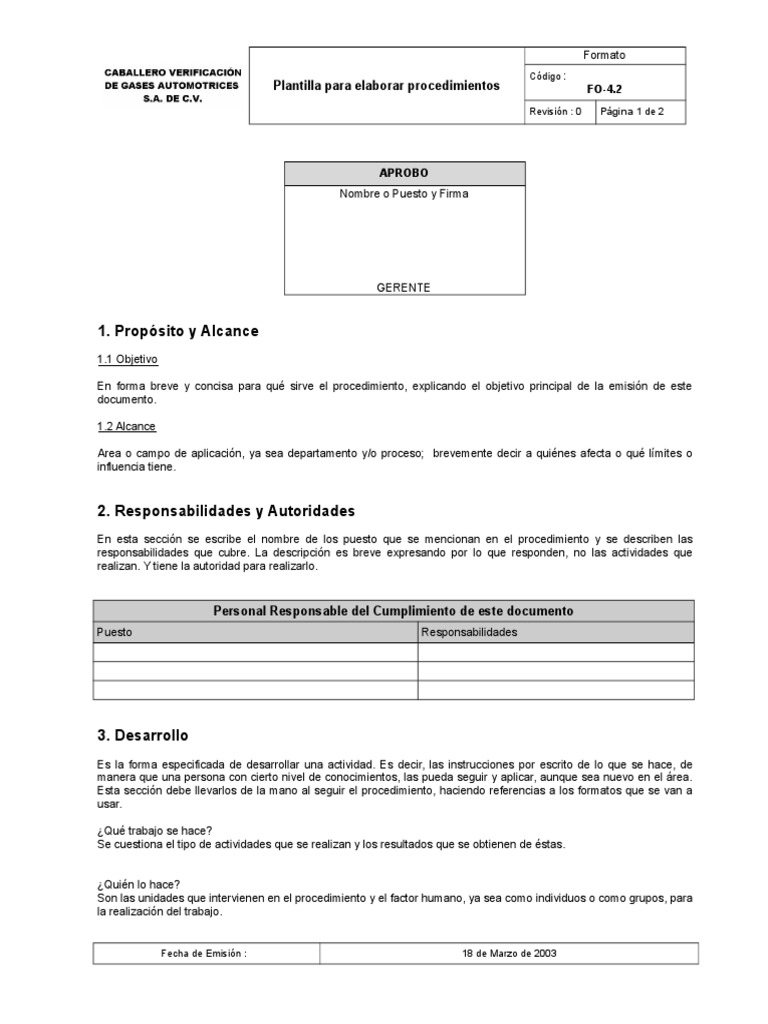 FO4.2 Plantilla para Elaborar Procedimientos Definición Información