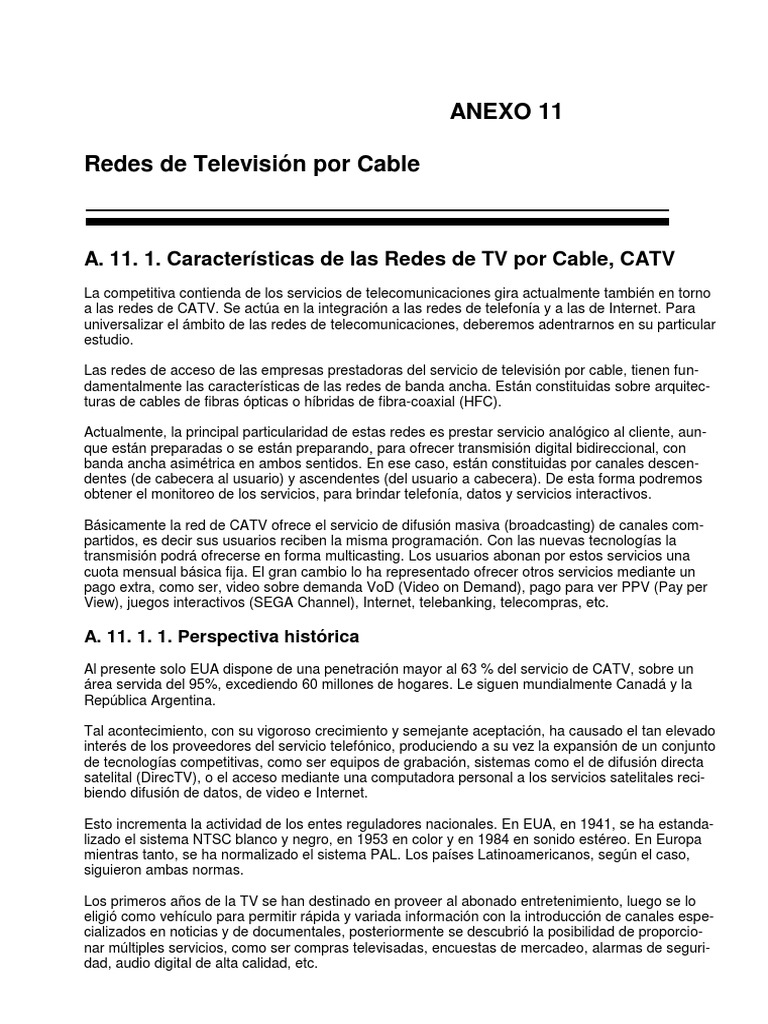 Redes de TV Por Cable PDF | PDF | Tecnología e ingeniería