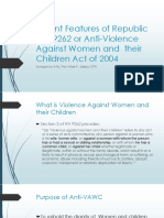 Salient Features of Republic Act 9262 or Anti-Violence Slide