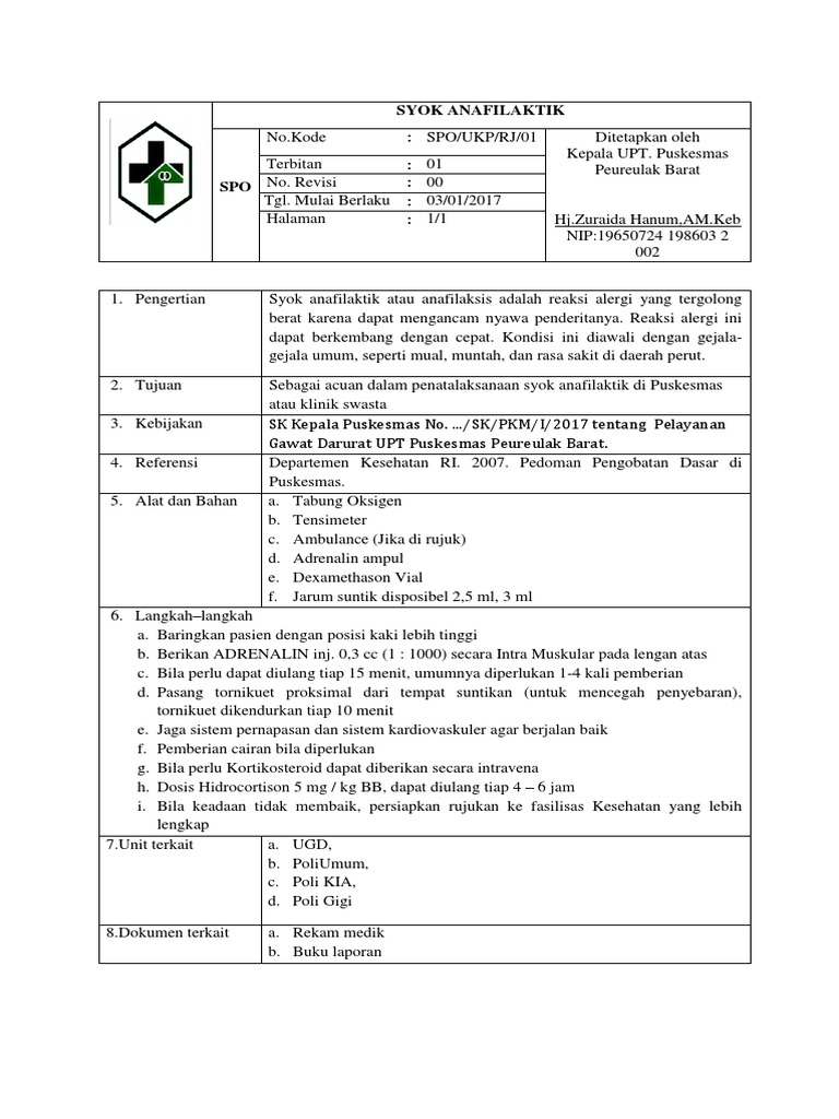 Sop Syok Anafilaktik Docx