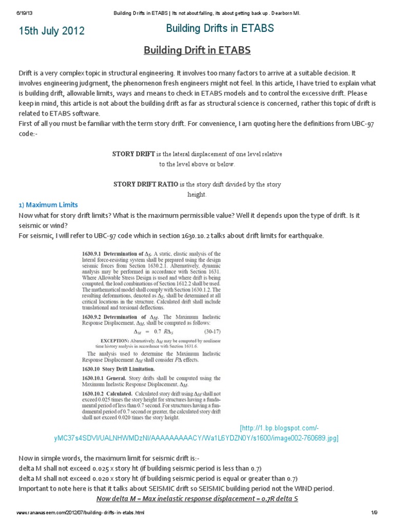 Understanding Story Drift in ETABS | PDF | Structural Load | Seismology