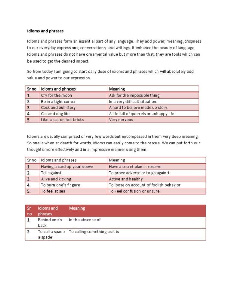 Idioms and Phrases | PDF | Idiom