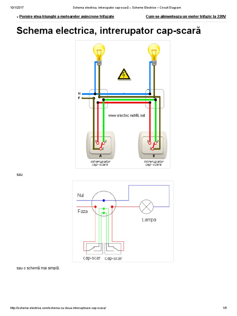 Judgment Get acquainted conversation Schema Electrica, Intrerupator Cap-Scară Scheme Electrice - Circuit Diagram  | PDF