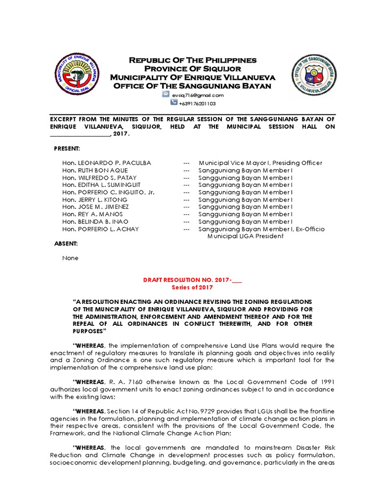 Municipal Zoning Ordinance 2017_1 Zoning Agriculture