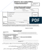 Application Form For Verification of Result Card-Transcript-Degree PDF