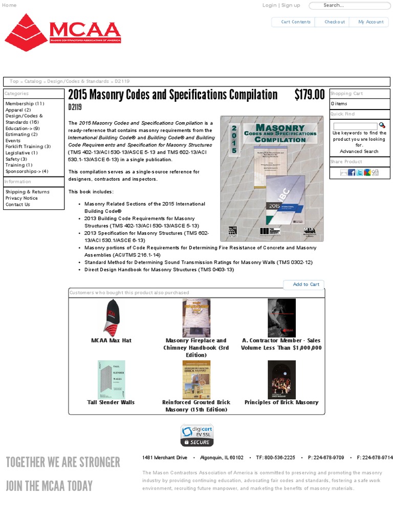 2015 Masonry Codes and Specifications Compilation, MCAA Store PDF