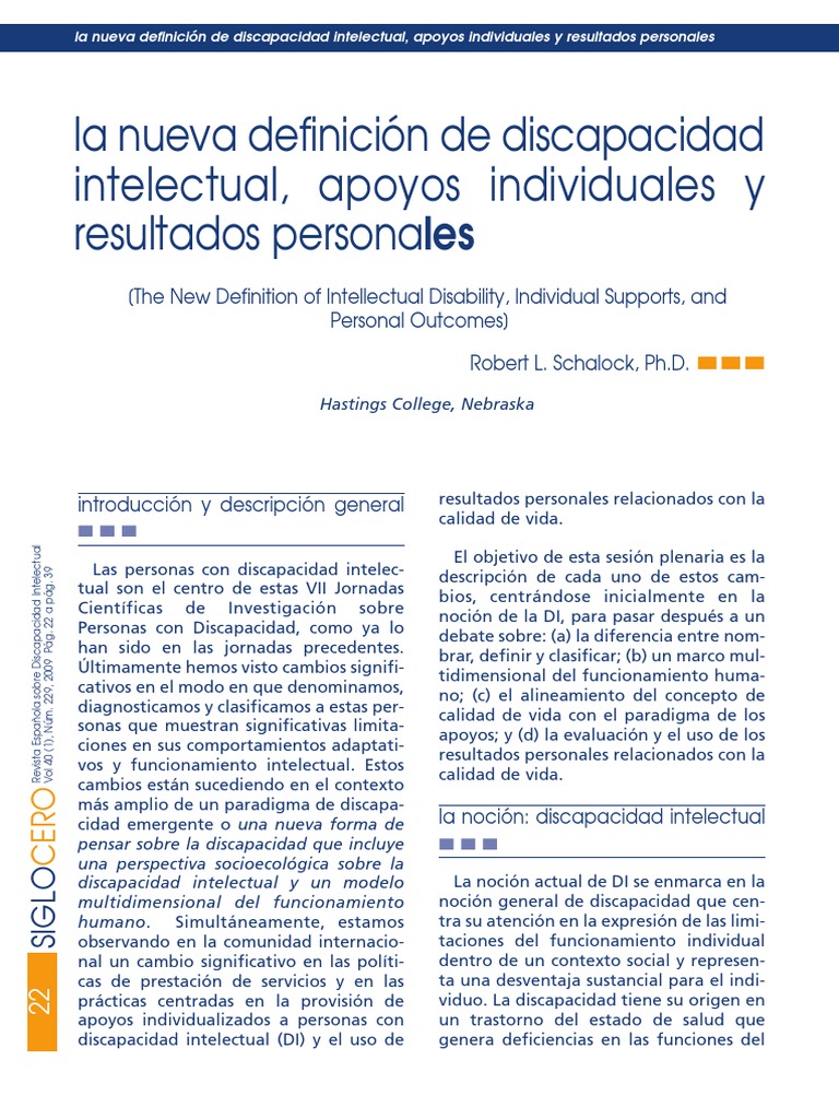 Tabla Schalock PDF | PDF | Invalidez | Discapacidad intelectual
