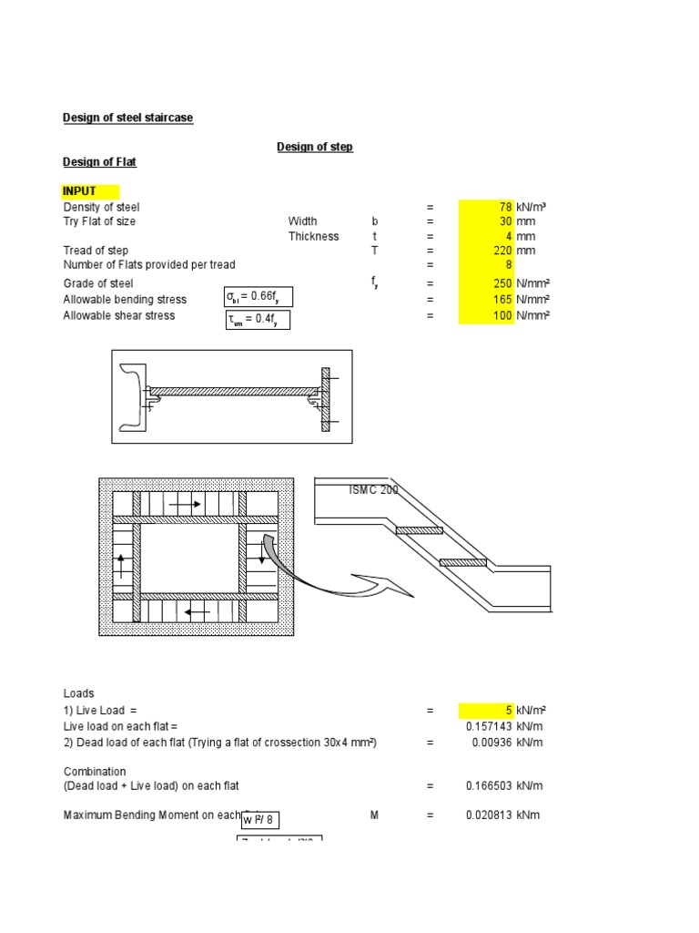 Steel Staircase Design Calculations | PDF | Stairs | Bending