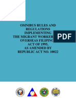 Omnibus Rules and Regulations Implementing The Migrant Workers and Overseas Filipinos Act of 1995, As Amended by Republic Act No. 10022