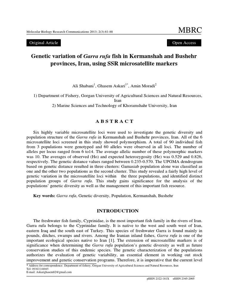 worksheet Genetic Variation Worksheet genetic variation garra rufa in iran pdf zygosity polymerase chain reaction