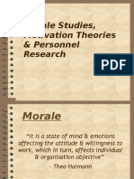 Morale Studies, Motivation Theories & Personnel Research: By-Yash