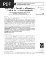 Third Party Logistics: A Literature Review and Research Agenda