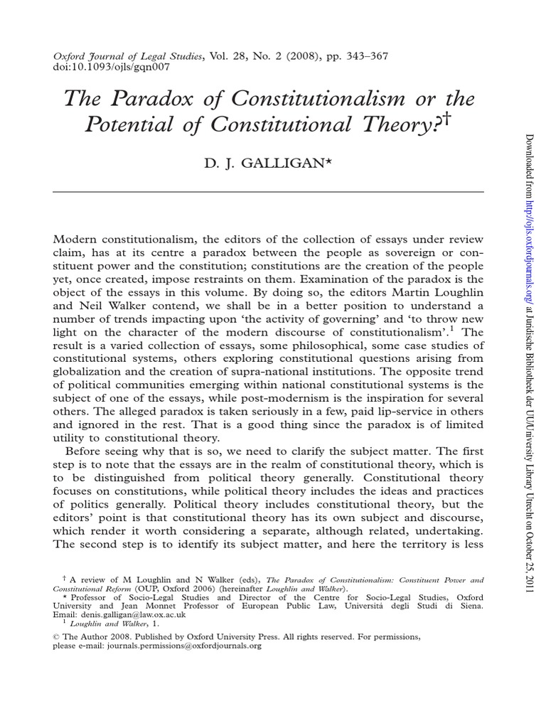 The Paradox of Constitutionalism or The Potential of Constitutional ...