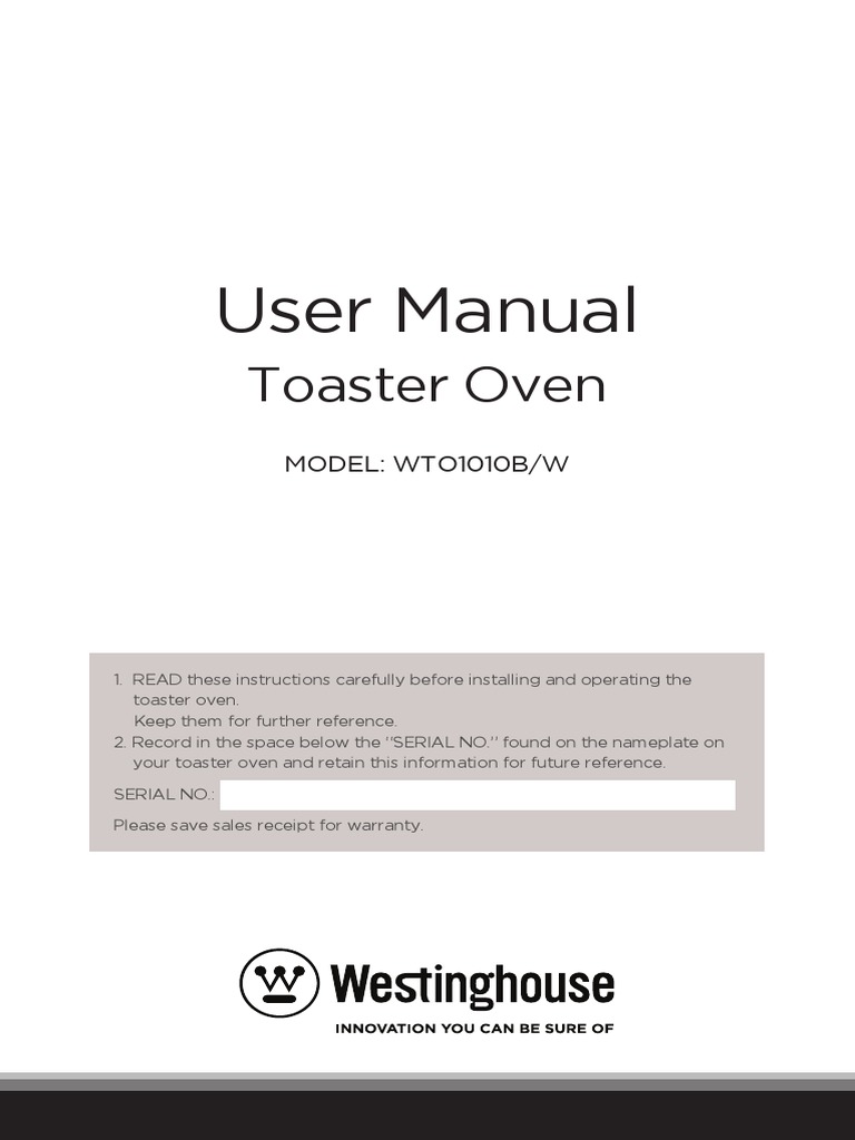 Westinghouse WTO1010B Toaster Oven Manual PDF PDF Grilling Toast
