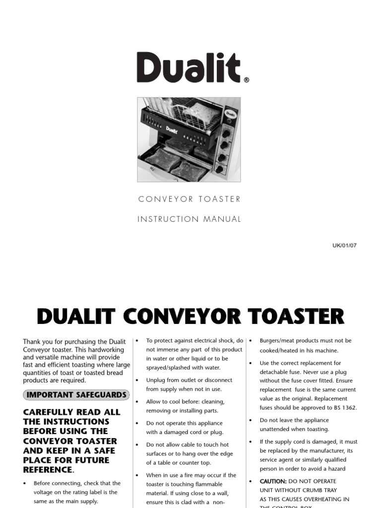 Dualit Conveyor Toaster Manual PDF Toast Ac Power Plugs And Sockets
