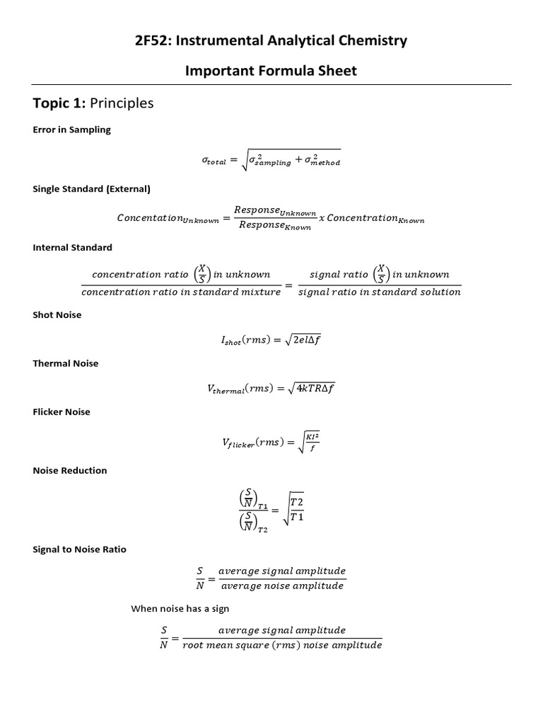 formula_sheet.pdf Analytical Chemistry Physical Chemistry