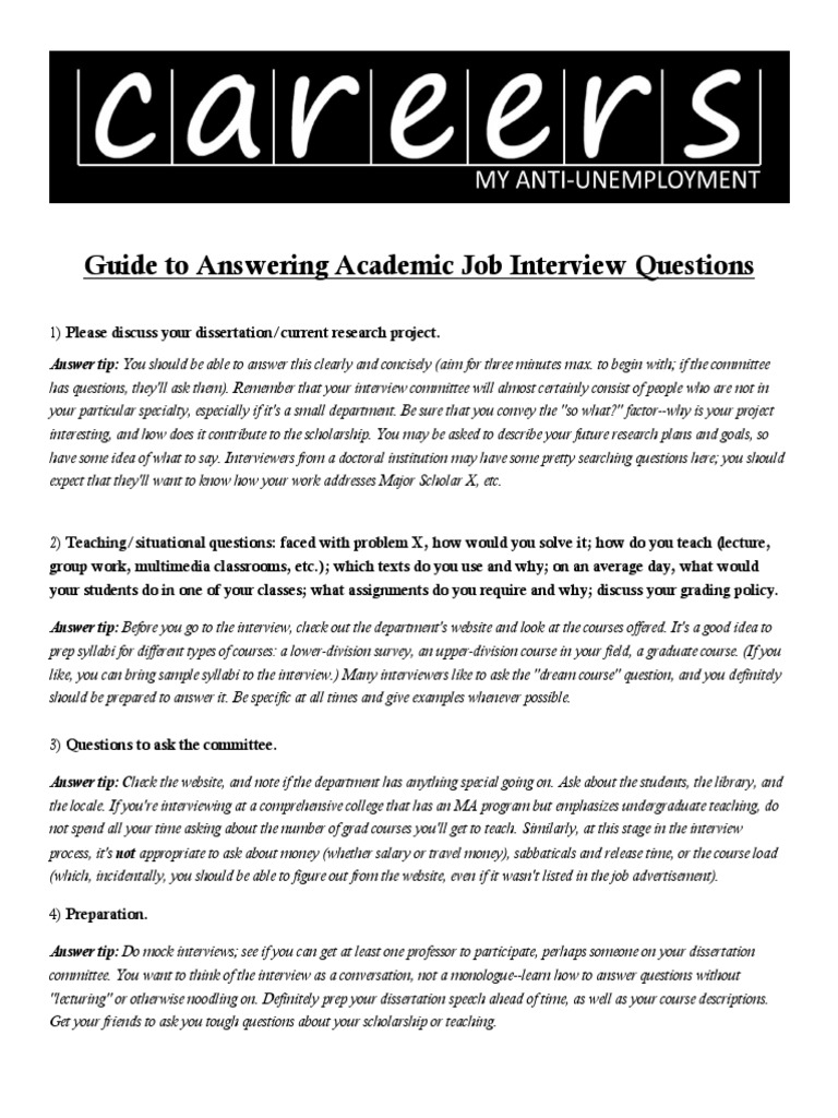 Academic Job Interview Strategies | PDF | Thesis | Lecture