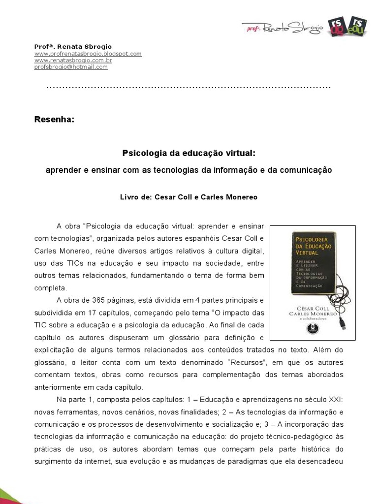 COLL, César e MONEREO, Carles e Colaboradores. Psicologia Da Educação  Virtual PDF | PDF | Aprendizado | Comunicação