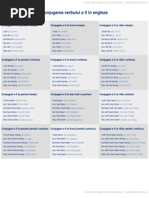 Conjugarea Verbului A Fi in Engleza PDF