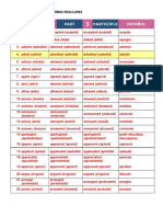 Regular Verbs /verbos Regulares: Infinitive Past Participle Español