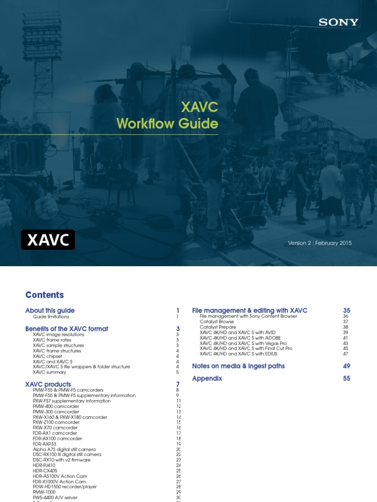 Sony XAVC Format Guidelines PDF PDF Secure Digital Camera