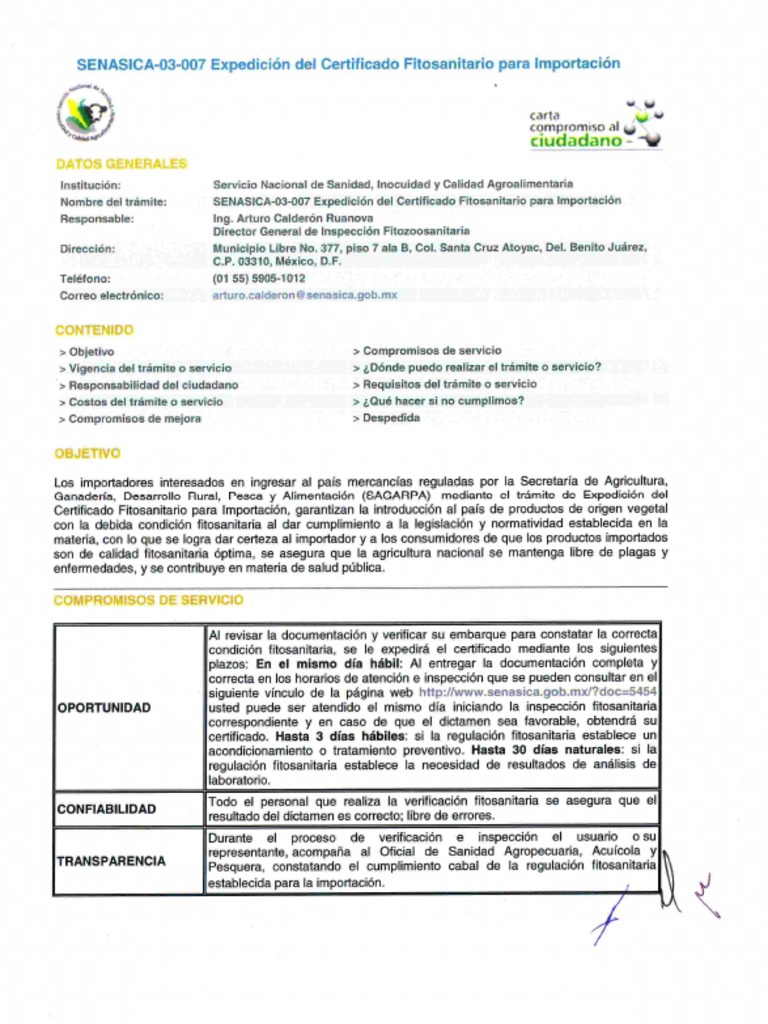 Expedición del Certificado Fitosanitario para Importación