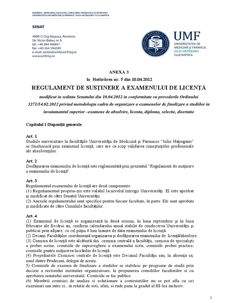 Regulament Licenta Medicina Dentara Pdf