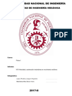 Informe de Fisica Velocidad y Aceleracion Completo